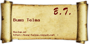Bums Telma névjegykártya